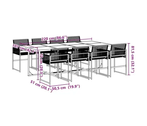 9-Daļīgs Dārza Mēbeļu Komplekts, Melns, Pe Rotangpalma Vidaxl