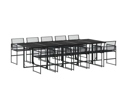 11-Daļīgs Dārza Mēbeļu Komplekts, Melna Pe Rotangpalma Vidaxl