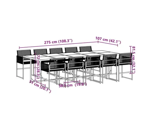 11-Daļīgs Dārza Mēbeļu Komplekts, Melna Pe Rotangpalma Vidaxl