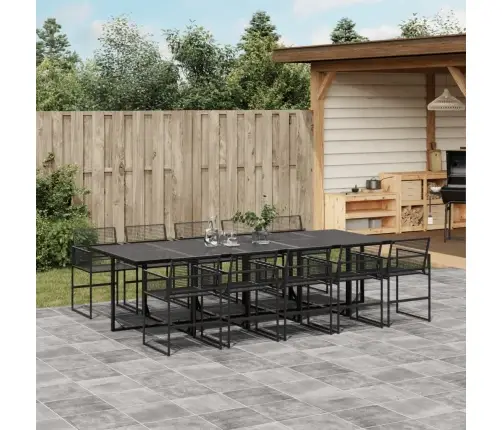 11-Daļīgs Dārza Mēbeļu Komplekts, Melna Pe Rotangpalma Vidaxl