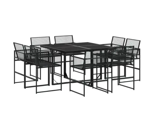 Sodo Valgomojo Baldų Komplektas, 9 Dalių, Juodas, Poliratanas