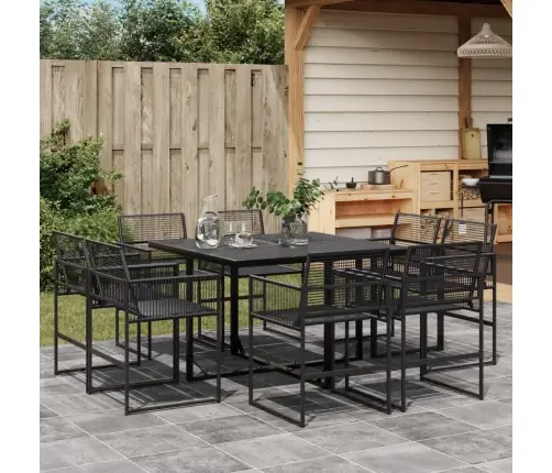 Sodo Valgomojo Baldų Komplektas, 9 Dalių, Juodas, Poliratanas