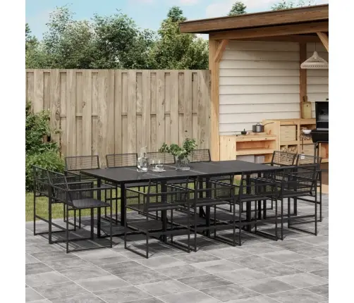 13-Daļīgs Dārza Mēbeļu Komplekts, Melna Pe Rotangpalma Vidaxl