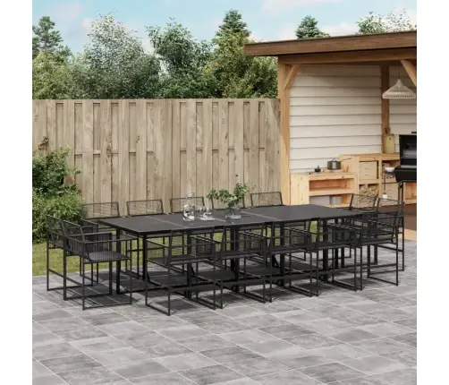 15-Daļīgs Dārza Mēbeļu Komplekts, Melna Pe Rotangpalma Vidaxl