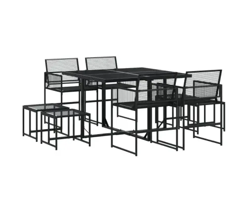 9-Daļīgs Dārza Mēbeļu Komplekts, Melns, Pe Rotangpalma Vidaxl