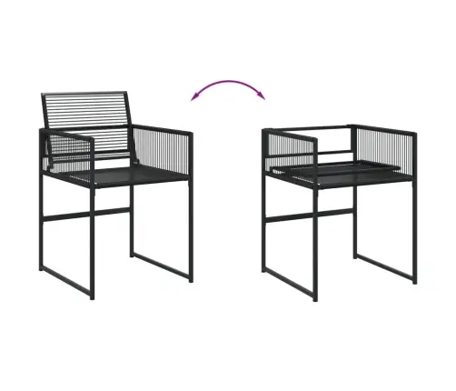 9-Daļīgs Dārza Mēbeļu Komplekts, Melns, Pe Rotangpalma Vidaxl