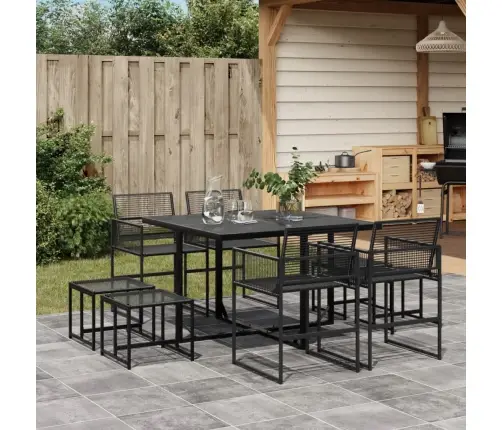 9-Daļīgs Dārza Mēbeļu Komplekts, Melns, Pe Rotangpalma Vidaxl