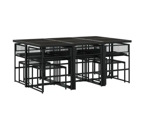 11-Daļīgs Dārza Mēbeļu Komplekts, Melna Pe Rotangpalma Vidaxl