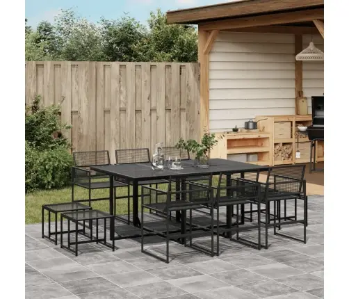 11-Daļīgs Dārza Mēbeļu Komplekts, Melna Pe Rotangpalma Vidaxl