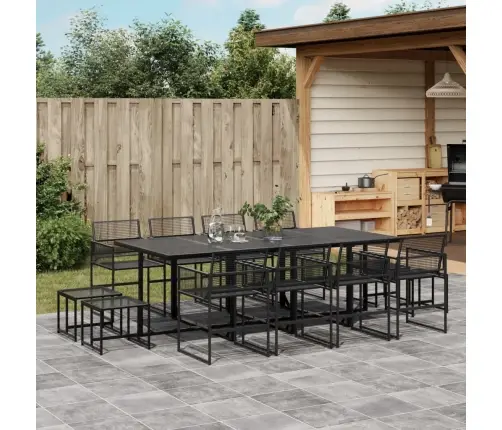 13-Daļīgs Dārza Mēbeļu Komplekts, Melna Pe Rotangpalma Vidaxl