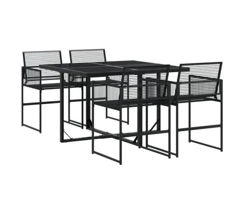 5-Osaline Aiamööbli Komplekt, Must, Polürotang