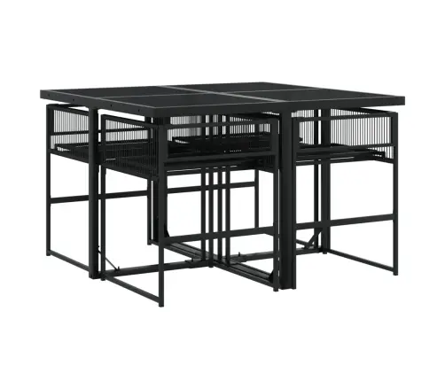 5-Osaline Aiamööbli Komplekt, Must, Polürotang