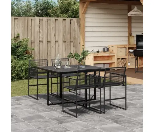 5-Osaline Aiamööbli Komplekt, Must, Polürotang