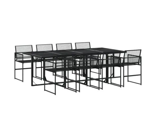 9-Daļīgs Dārza Mēbeļu Komplekts, Melns, Pe Rotangpalma Vidaxl