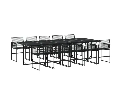 11-Osaline Aia Söögimööbli Komplekt, Must, Polürotang