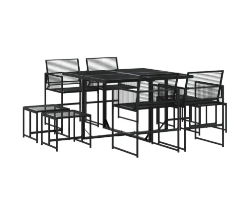 9-Osaline Aiamööbli Komplekt, Must, Polürotang