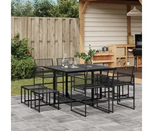 9-Osaline Aiamööbli Komplekt, Must, Polürotang