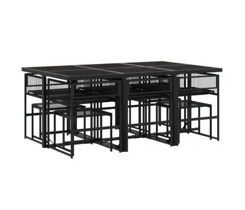 11-Daļīgs Dārza Mēbeļu Komplekts, Melna Pe Rotangpalma Vidaxl