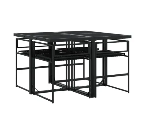 5-Daļīgs Dārza Mēbeļu Komplekts, Matrači, Melna Pe  Rotangpalma Vidaxl