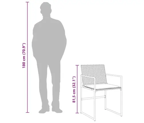 5-Daļīgs Dārza Mēbeļu Komplekts, Matrači, Melna Pe  Rotangpalma Vidaxl