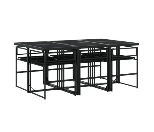 7-Osaline Aiamööblikomplekt Patjadega, Must, Polürotang