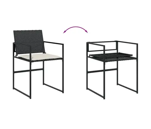 7-Osaline Aiamööblikomplekt Patjadega, Must, Polürotang