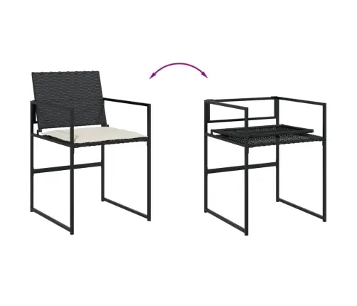 13-Osaline Aia Söögimööbli Komplekt Patjadega, Must, Pe-Rotang