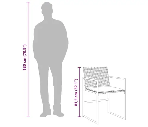 9-Daļīgs Dārza Mēbeļu Komplekts, Matrači, Melns, Pe Rotangpalma Vidaxl