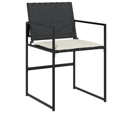 15-Osaline Aia Söögimööbli Komplekt Patjadega, Must, Polürotang