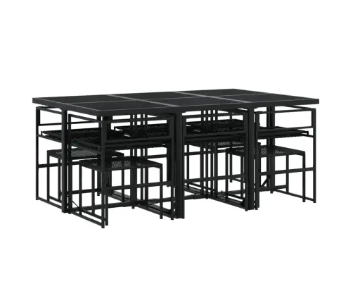 Sodo Komplektas Su Pagalvėlėmis, 11 Dalių, Juodas, Poliratanas