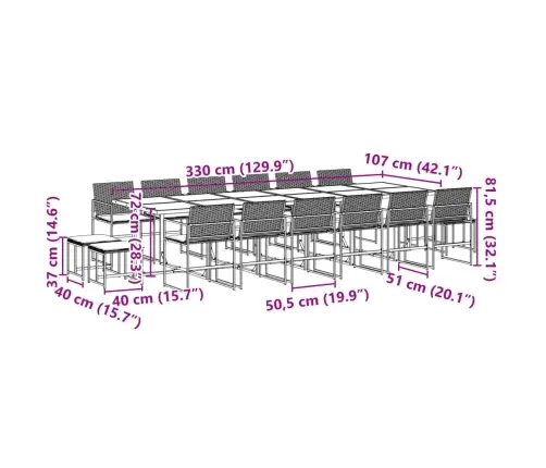 Sodo Komplektas Su Pagalvėlėmis, 17 Dalių, Juodas, Poliratanas