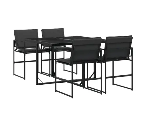 5-Daļīgs Dārza Mēbeļu Komplekts Ar Matračiem, Melns Tekstilēns Vidaxl