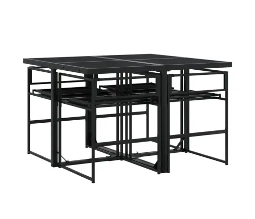 5-Daļīgs Dārza Mēbeļu Komplekts Ar Matračiem, Melns Tekstilēns Vidaxl