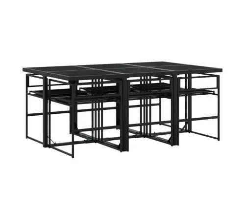 Sodo Komplektas Su Pagalvėlėmis, 7 Dalių, Juodas, Tekstilenas