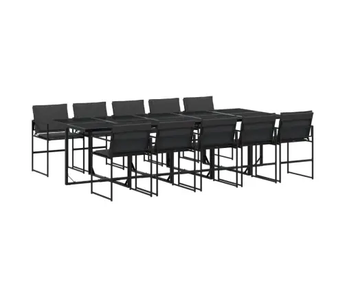 11-Daļīgs Dārza Mēbeļu Komplekts Ar Matračiem, Melns Tekstilēns Vidaxl