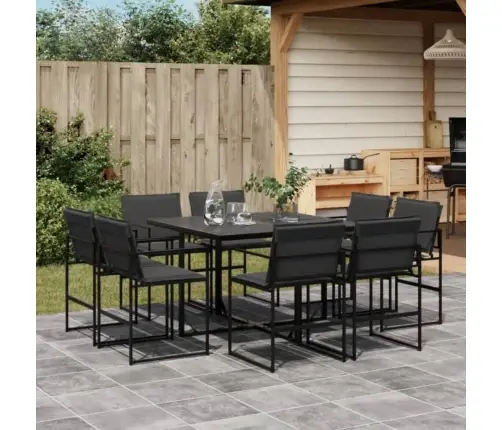 Sodo Komplektas Su Pagalvėlėmis, 9 Dalių, Juodas, Tekstilenas