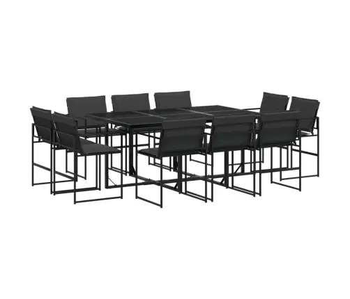 11-Daļīgs Dārza Mēbeļu Komplekts Ar Matračiem, Melns Tekstilēns Vidaxl