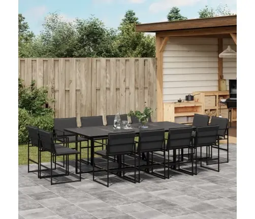 13-Daļīgs Dārza Mēbeļu Komplekts Ar Matračiem, Melns Tekstilēns Vidaxl