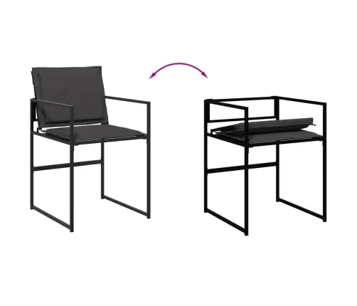 17-Osaline Aia Söögimööbli Komplekt Patjadega, Must, Tekstileen