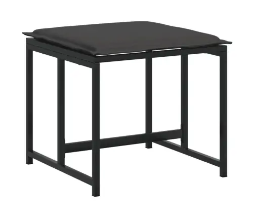 15-Daļīgs Dārza Mēbeļu Komplekts Ar Matračiem, Melns Tekstilēns Vidaxl