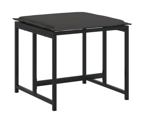 17-Osaline Aia Söögimööbli Komplekt Patjadega, Must, Tekstileen