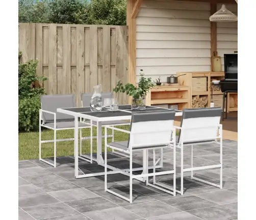 5-Daļīgs Dārza Mēbeļu Komplekts Ar Matračiem, Balts Tekstilēns Vidaxl 5-Daļīgs Dārza Mēbeļu Komplekts Ar Matračiem, Balts Tekstilēns Vidaxl