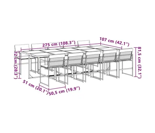 11-Daļīgs Dārza Mēbeļu Komplekts Ar Matračiem, Balts Tekstilēns Vidaxl