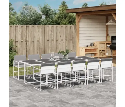 11-Daļīgs Dārza Mēbeļu Komplekts Ar Matračiem, Balts Tekstilēns Vidaxl