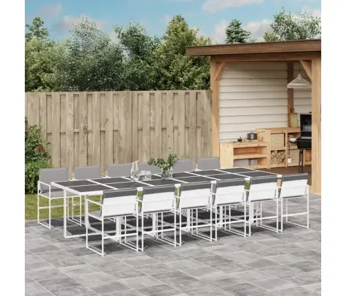13-Osaline Aia Söögimööbli Komplekt Patjadega, Valge Tekstileen