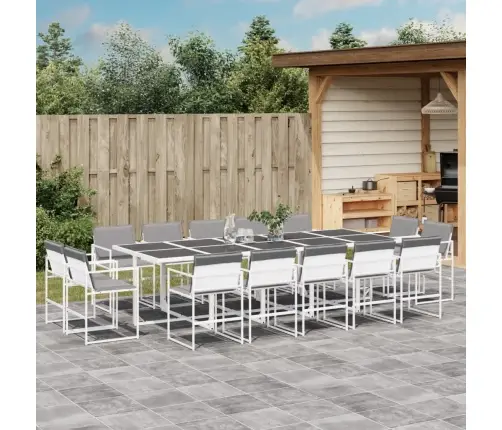 15-Daļīgs Dārza Mēbeļu Komplekts Ar Matračiem, Balts Tekstilēns Vidaxl