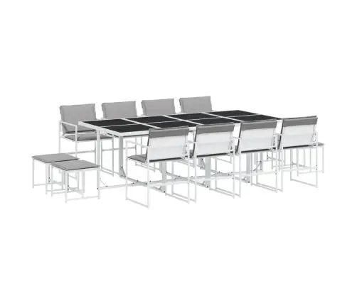 13-Daļīgs Dārza Mēbeļu Komplekts Ar Matračiem, Balts Tekstilēns Vidaxl