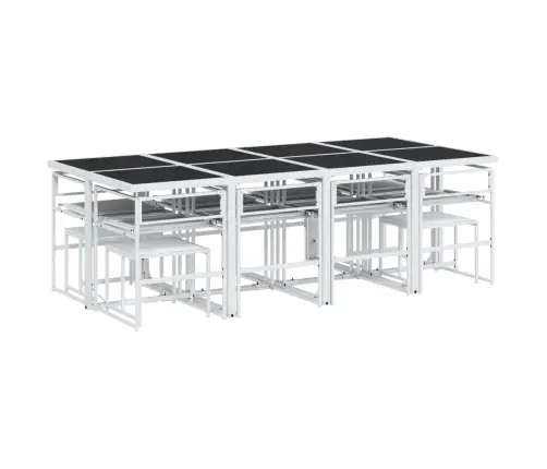 13-Daļīgs Dārza Mēbeļu Komplekts Ar Matračiem, Balts Tekstilēns Vidaxl