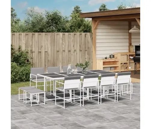 13-Daļīgs Dārza Mēbeļu Komplekts Ar Matračiem, Balts Tekstilēns Vidaxl