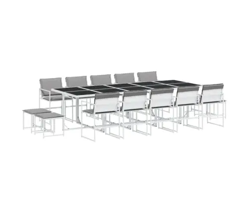 15-Daļīgs Dārza Mēbeļu Komplekts Ar Matračiem, Balts Tekstilēns Vidaxl